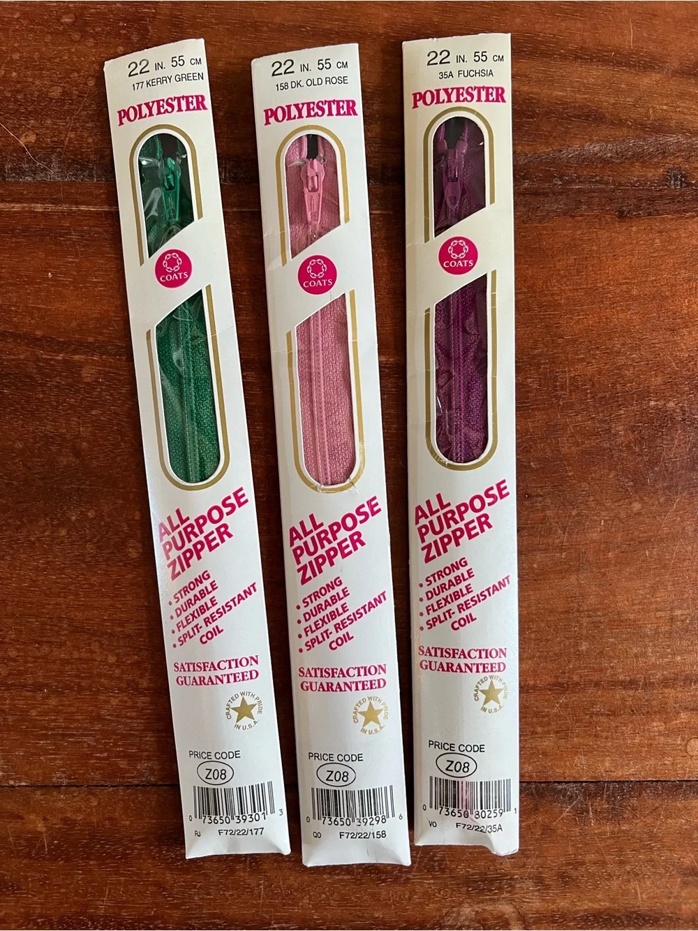 Zipper Lot of 12 Y2K Colorful Sewing YKK Coats 10” to 22” Blue Purple Green Pink